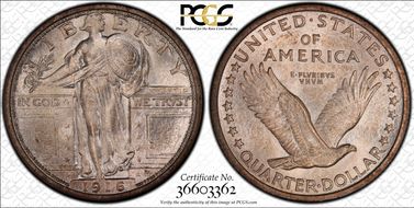1916 25C Standing Liberty MS67FH