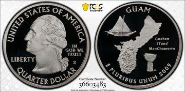 2009-S 25C Guam Silver PR70DCAM