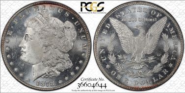 1878 7TF $1 VAM 84, Line Under 8 MS65PL