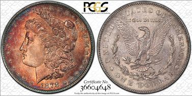 1878 7TF $1 VAM 188, Washed Out L MS61