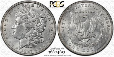 1887 $1 VAM 25A, Donkey Tail MS61