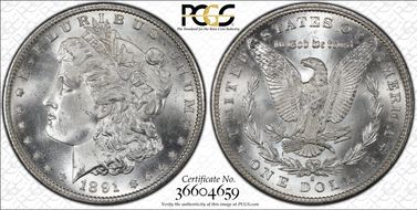 1891-S $1 VAM 3 Doubled Stars MS64