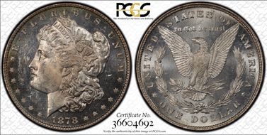 1878 8TF $1 VAM 14.6 Dot on Ear MS63PL