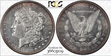 1880 $1 VAM 8 8/7 Ears AU55