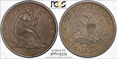 1858-S 50C XF45