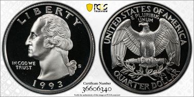 1993-S 25C Silver PR70DCAM