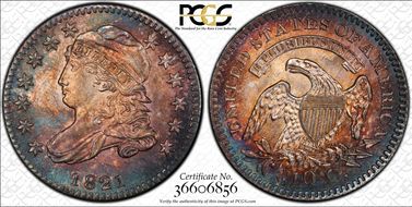 1821 10C JR-9, Small Date MS65