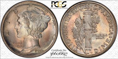1916 10C Mercury MS68FB