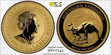 2019-P $100 Kangaroo Au First Strike MS70