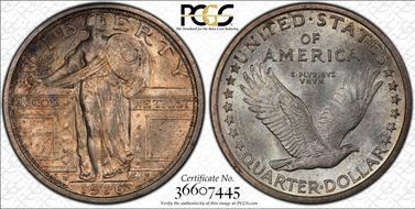 1916 25C Standing Liberty MS65+ FH
