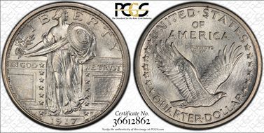 1917-S 25C Type 1 MS66FH