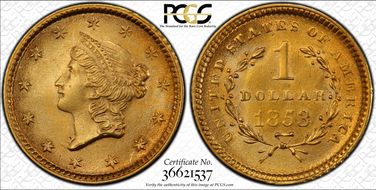 1853 G$1 MS65