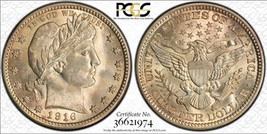 1916 25C Barber MS66+