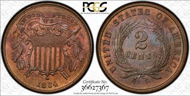 1864 2C Small Motto MS65RB