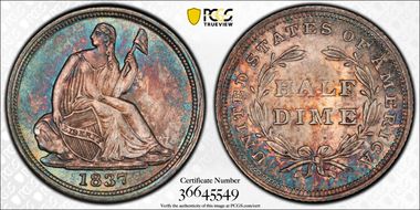 1837 H10C Seated, Small Date MS66+