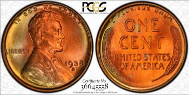 1938-D 1C MS67+ RD