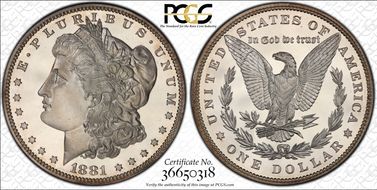 1881 $1 PR66DCAM