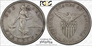 1905-S Peso Allen-16.06a Straight Serif VF30