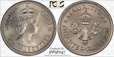 1971 1/4 Rup KM-36 MS67