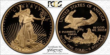 1996-W $5 Gold Eagle PR69DCAM