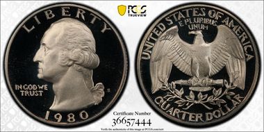 1980-S 25C PR70DCAM