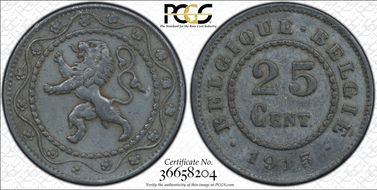1915 25C KM-82 German Occupation AU50