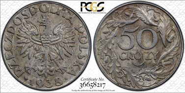 1938(w) 50 Gr KM-38 Nickel Plated Iron AU53