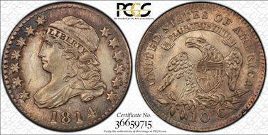 1814 10C Large Date MS65