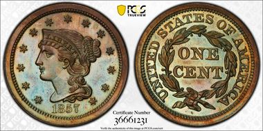 1857 1C Small Date PR66+ BN