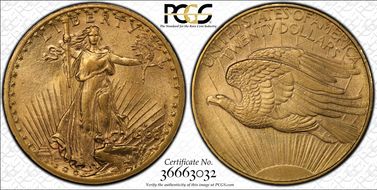 1908-D $20 No Motto AU58