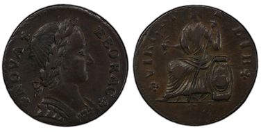 1787 1/2P Nova Eborac, Seated Left AU50BN
