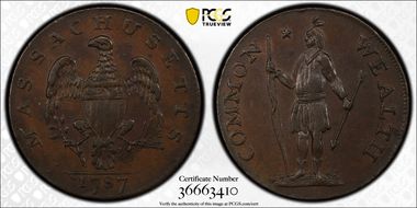 1787 Cent Massachusetts, Ryder 2b-C AU55BN