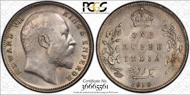 1910-B Rupee SW-7.51 MS62