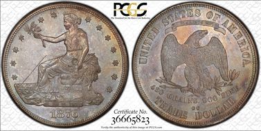 1876-CC T$1 Type-I/II Chopmarked AU58