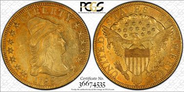 1798/7 $10 7X6 Stars AU58