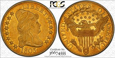 1803 $10 BD-2, Small Reverse Stars AU53