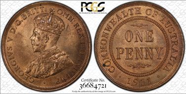 1911 (L) 1D MS64+ RB