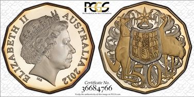 2012 50C Coat of Arms Selective Gilt PR70DCAM