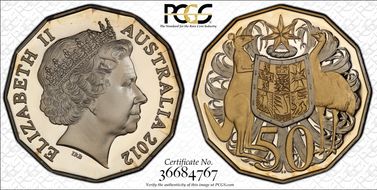 2012 50C Coat of Arms Selective Gilt PR68DCAM