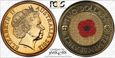 2012-C $2 Remembrance Day Colorized MS65