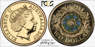 2017-C $2 Remembrance Day Colorized MS68