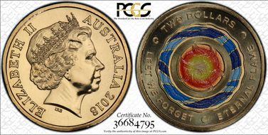 2018-C $2 Lest We Forget Eternal Flame Colorized MS68