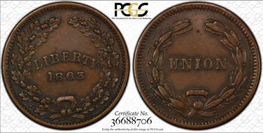 1863 CWT F-236/426a, Liberty-Union AU53BN