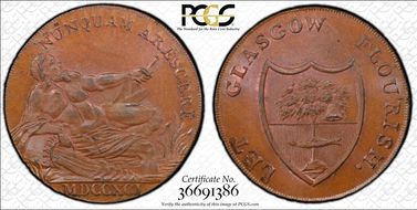 1791 Tk 1/2D DH-3a Lanarkshire, Glasgow MS64+ BN