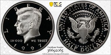 1997-S 50C Silver PR70DCAM