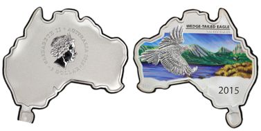 2015-P $1 Wedge Tailed Eagle Map Shaped MS70