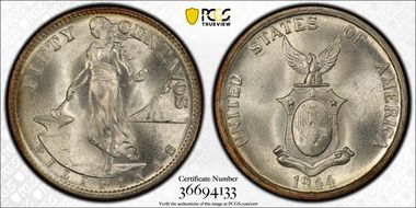 1944-S 50C KM-183  Ag MS66