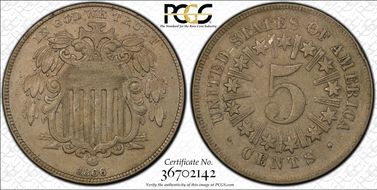 1866/1866 5C Rays RPD FS-303 AU50