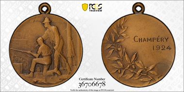 1924 Medal Champery R-1539Ca Ae MS65