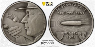 1931 Medal Tuggen R-1093a Matte Ag SP66